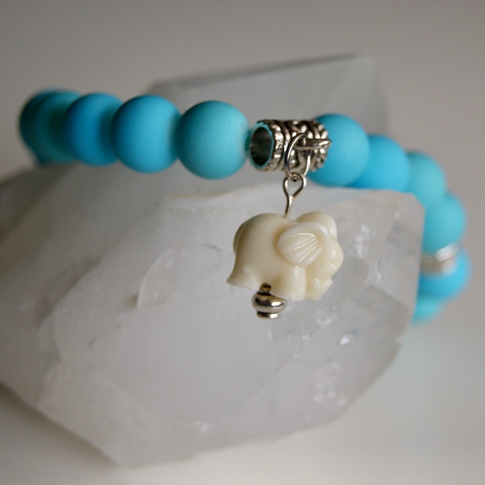 Turquoise Elephant Mala Bracelet